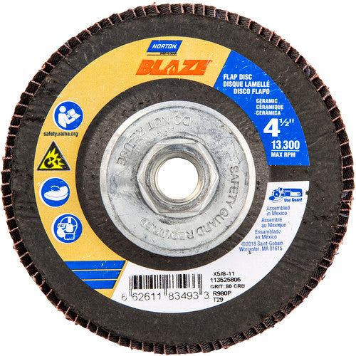 ‎4-1/2″ × 1/4″ × 5/8″ SG Blaze R980P Flap Disc Type 29 Conical 80 Grit - Exact Tooling