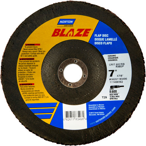 7″ × 1/4″ × 7/8″ SG Blaze R980P Flap Disc Type 29 Conical 80 Grit - Exact Tooling