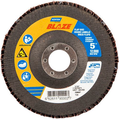 5 × 7/8″ Blaze Fiberglass Conical Flap Disc Type 29 40 Grit R980P Premium Ceramic Alumina - Exact Tooling