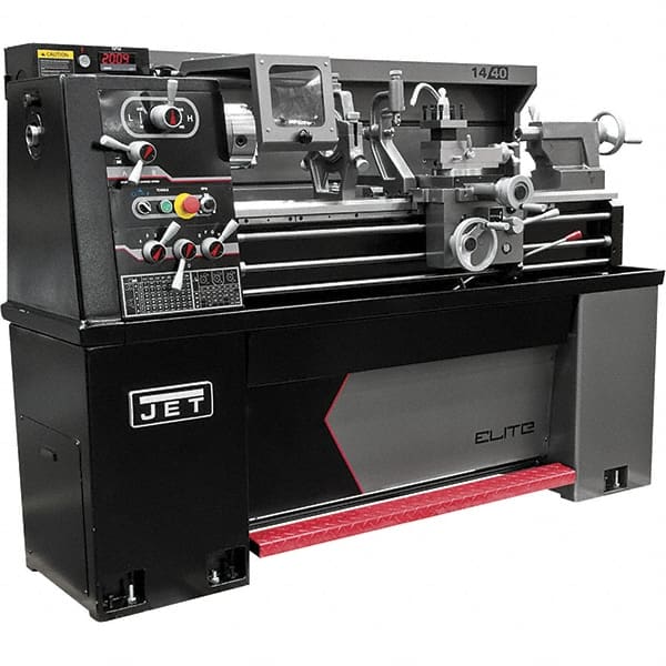 Jet - 13" Swing, 40" Between Centers, 230 Volt, Triple Phase Engine Lathe - 3 hp, 1-1/2" Bore Diam, 30" Deep x 57" High x 77" Long - Exact Tooling