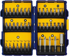 Irwin - 40 Piece, 1/4" Drive Screwdriver Bit Set - #1 to #3 Phillips, 0.05 to 1/4" Hex, 1.27 to 10mm Hex, T10 to T40 Torx - Exact Tooling