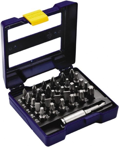 Irwin - 31 Piece, 1/4" Drive Screwdriver Insert Bit Set - #0 to #3 Phillips, 0.05 to 1/4" Hex, 1.27 to 10mm Hex, T10 to T40 Torx, #1 to #3 Square Recess - Exact Tooling