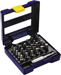 Irwin - 31 Piece, 1/4" Drive Screwdriver Insert Bit Set - #0 to #3 Phillips, 0.05 to 1/4" Hex, 1.27 to 10mm Hex, T10 to T40 Torx, #1 to #3 Square Recess - Exact Tooling