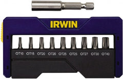 Irwin - 10 Piece, 1/4" Drive Screwdriver Insert Bit Set - 0.05 to 1/4" Hex, 1.27 to 10mm Hex, T10 to T40 Torx - Exact Tooling