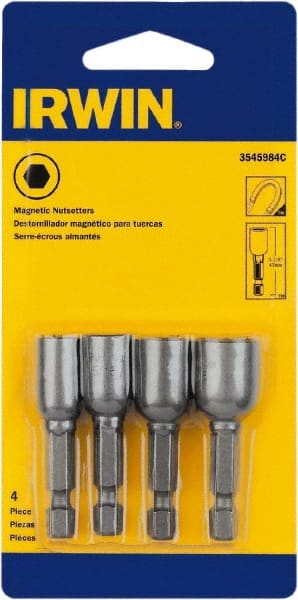 Irwin - 4 Piece, Nutsetter Handle, Bit Holder - 1/4" Hex Drive - Exact Tooling
