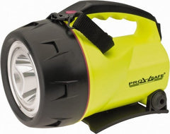 PRO-SAFE - White LED Bulb, Spotlight/Lantern Flashlight - Black, Yellow Plastic Body, 4 D Batteries Not Included - Exact Tooling