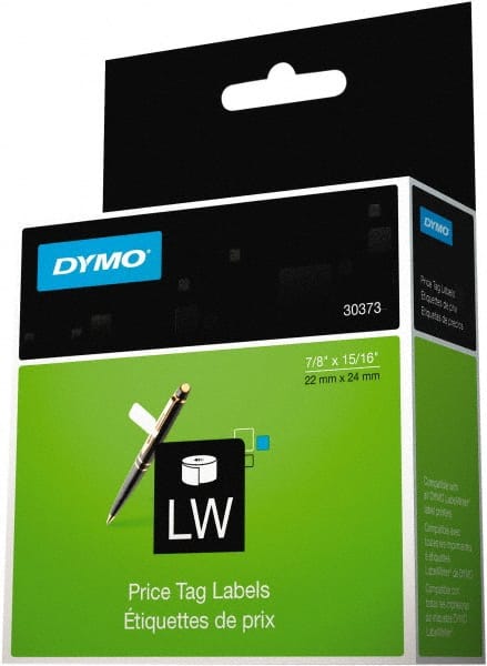 Dymo - 15/16" Wide x 15/16" Long, White Price Tag - For DYMO LabelWriter Printers - Exact Tooling