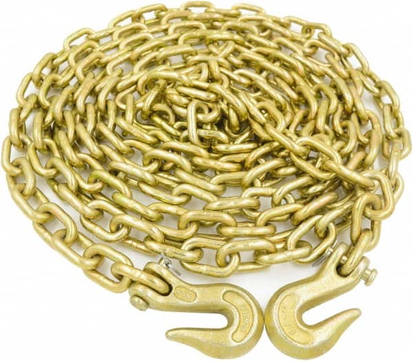 Value Collection - 3/8" Welded Tie Down Chain - 6,600 Lb Capacity, Grade 70, Yellow Chromate Zinc Finish - Exact Tooling