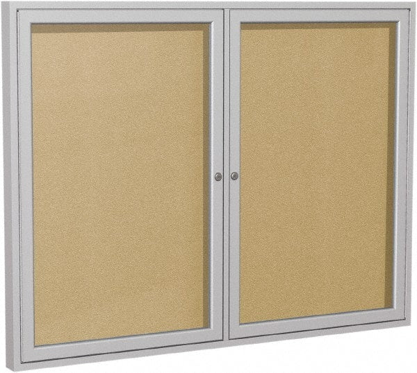Ghent - 48" Wide x 36" High Enclosed Cork Bulletin Board - Vinyl, Caramel - Exact Tooling