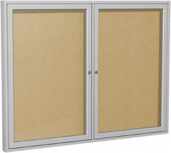 Ghent - 48" Wide x 36" High Enclosed Cork Bulletin Board - Vinyl, Caramel - Exact Tooling
