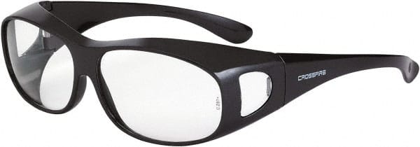 CrossFire - Clear Lenses, Framed Safety Glasses - Scratch Resistant, Gray Frame, Size Universal, Over the Glasses - Exact Tooling