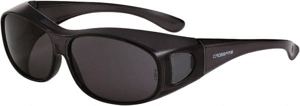 CrossFire - Smoke Lenses, Framed Safety Glasses - Scratch Resistant, Crystal Black Frame, Size Universal, Over the Glasses - Exact Tooling