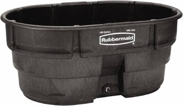 Rubbermaid - 150 Gallon Black Oval Plastic Stock Tank - 25" High x 39" Diam - Exact Tooling