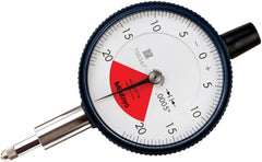 Mitutoyo - Dial Drop Indicators; Maximum Measurement (Decimal Inch): 0.0400 ; Dial Graduation (Decimal Inch): 0.000500 ; Dial Reading: 20-0-20 ; Accuracy (Decimal Inch): 0.0005 ; Dial Color: White ; Minimum Measurement (Decimal Inch): 0.0005 - Exact Tooling