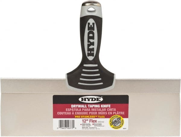 Hyde Tools - 12" Wide Flexible Blade Stainless Steel Joint Knife - Flexible, Plastic Overmold Handle - Exact Tooling