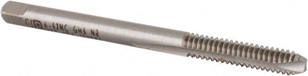 Union Butterfield - #6-32 UNC, 2 Flute, Bright Finish, High Speed Steel Spiral Point Tap - Bottoming Chamfer, Right Hand Thread, 2" OAL, 11/16" Thread Length, 0.141" Shank Diam, 2B/3B Class of Fit, Series 1534NR - Exact Tooling