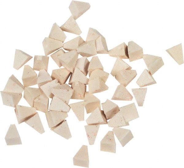 Raytech - 55 Lb/Cubic Ft Density, Plastic Carrier, Pyramid Shaped, Tumbling Media - Fine Cut for Fine Surface Finish, Wet Operation, 1/4" High x 1/4" Long Base - Exact Tooling