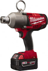 Milwaukee Tool - 7/16" Drive 18 Volt Pistol Grip Cordless Impact Wrench & Ratchet - 1,700 RPM, 0 to 2,300 BPM, 500 Ft/Lb Torque, 2 Lithium-Ion Batteries Included - Exact Tooling
