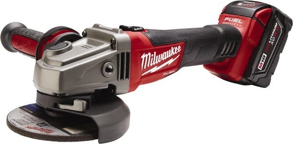 Milwaukee Tool - 4-1/2 & 5" Wheel Diam, 8,500 RPM, Cordless Angle & Disc Grinder - 5/8-11 Spindle, 18 Volts - Exact Tooling