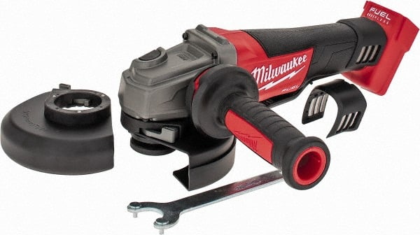 Milwaukee Tool - 4-1/2 & 5" Wheel Diam, 8,500 RPM, Cordless Angle & Disc Grinder - 5/8-11 Spindle, 18 Volts - Exact Tooling
