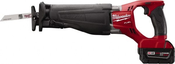 Milwaukee Tool - 18V, 0 to 3,000 SPM, Cordless Reciprocating Saw - 1-1/8" Stroke Length, 18-1/2" Saw Length, 1 Lithium-Ion Battery Included - Exact Tooling