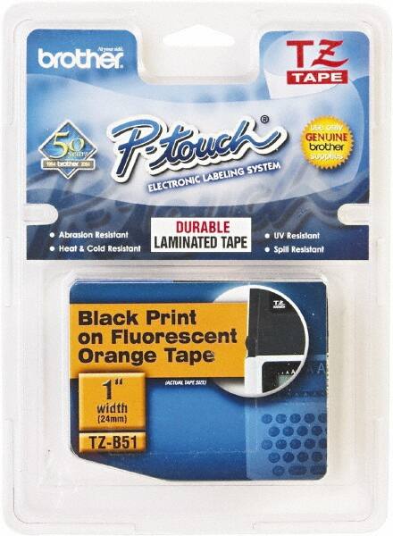 Brother - 1" Wide, Fluorescent Orange Tape Cassette - For Label Maker - Exact Tooling