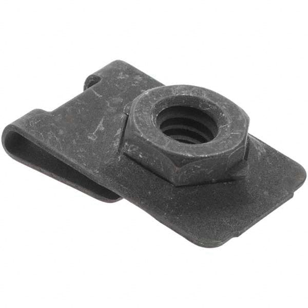 Value Collection - 1/4-20 Screw, 0.032 to 0.093" Thick, Spring Steel J Nut - 1/2" Center Edge, Black Phosphate Finish - Exact Tooling