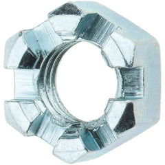 Value Collection - 1/2-13 UNC Grade 2 Steel Slotted Locknut - 3/4" Width Across Flats, 7/16" High, Zinc-Plated Finish - Exact Tooling