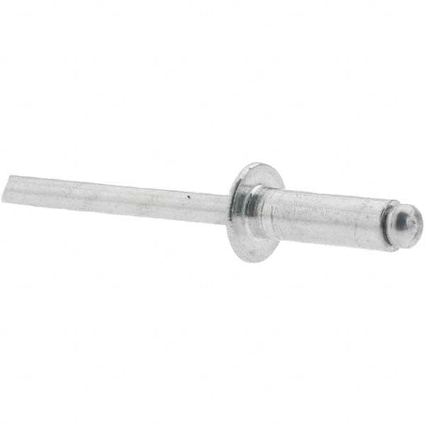 Made in USA - Dome Head Aluminum Open End Blind Rivet - Aluminum Mandrel, 1/4" to 3/8" Grip, 3/8" Head Diam, 9/16" Length Under Head, - Exact Tooling