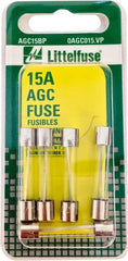 Value Collection - 32V AC/DC, 15 Amp, Fast-Acting Miniature Glass/Ceramic Fuse - 1-1/4" OAL, 1/4" Diam - Exact Tooling