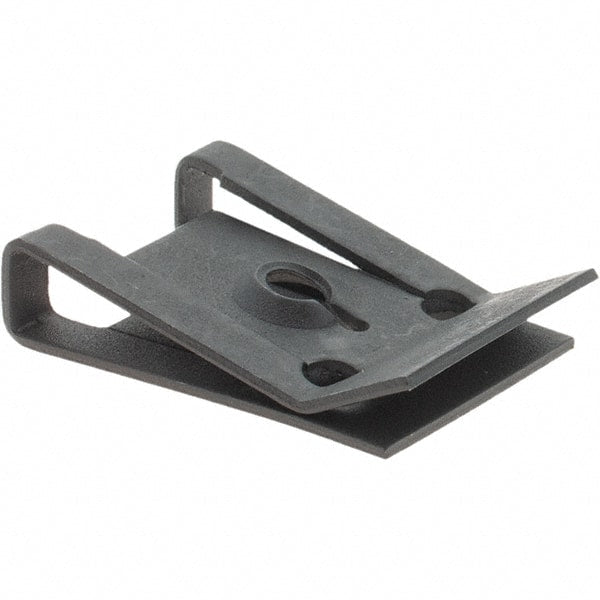 Value Collection - #6 Screw, 0.025 to 1/8" Thick, Spring Steel U Nut - 3/8" Center Edge, Black Phosphate Finish - Exact Tooling