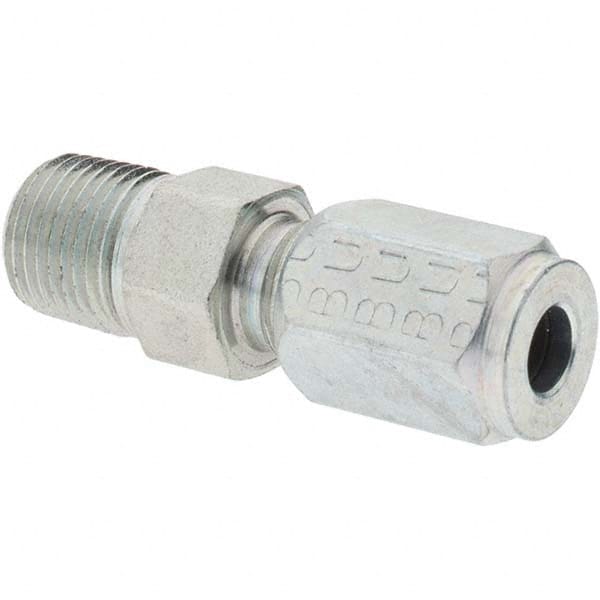 Parker - Metal Flareless Bite Tube 3/16" OD Male Connector - 1/8 NPTF - Exact Tooling