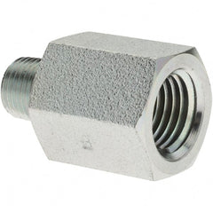 Parker - 1/8 Male Thread x 1/4 Female Thread, Steel Industrial Pipe Adapter - MNPTF x FNPTF, 6,000 psi - Exact Tooling