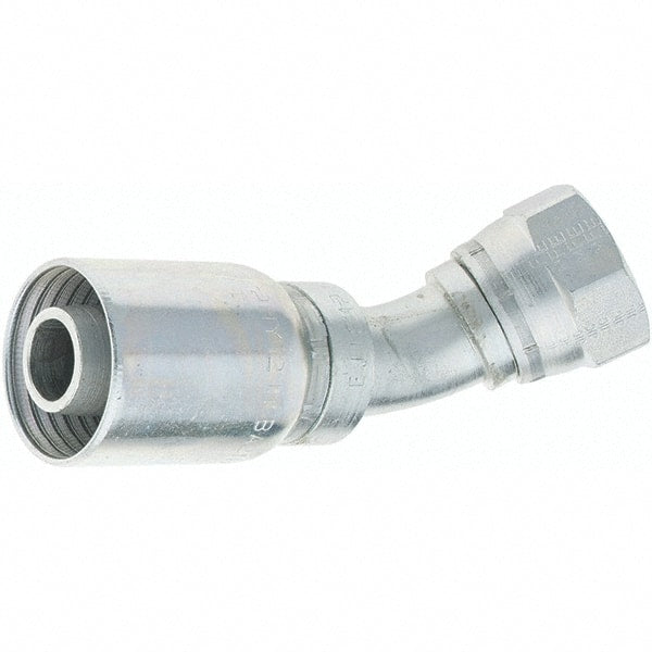 Parker - 1-1/16-12 Female JIC Steel Hydraulic Hose Female JIC Swivel & 45° Elbow - -12 Hose Size, 3/4" Hose Diam - Exact Tooling