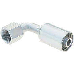 Parker - 3/4-16 Female JIC Steel Hydraulic Hose Female JIC Swivel & 90° Elbow - -8 Hose Size, 1/2" Hose Diam - Exact Tooling