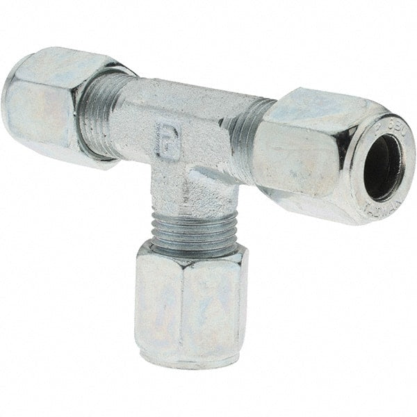 Parker - Metal Flareless Bite Tube 3/8" OD Union Tee - 3/8 NPTF - Exact Tooling