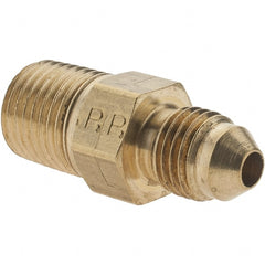 Parker - 1/4" Tube OD, 37° Brass Flared Tube Male Adapter - 1/4-18 NPTF, Flare x NPTF Ends - Exact Tooling