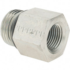 Parker - 7/8-14 Male Thread x 3/8 Female Thread, Zinc Plated Steel Industrial Pipe Adapter - Male Straight Thread O-Ring x Female NPTF, 5,000 psi - Exact Tooling