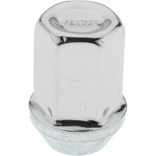 Value Collection - M12-1.5 Stainless Steel Finish Capped Wheel Nut - 19mm Hex, 32mm Overall Length, 60° Seat Angle - Exact Tooling
