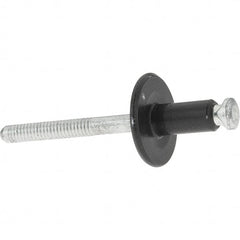 Value Collection - Large Flange Head Aluminum Peel Blind Rivet - Steel Mandrel, 3/32" to 9/64" Grip, 3/4" Head Diam, - Exact Tooling