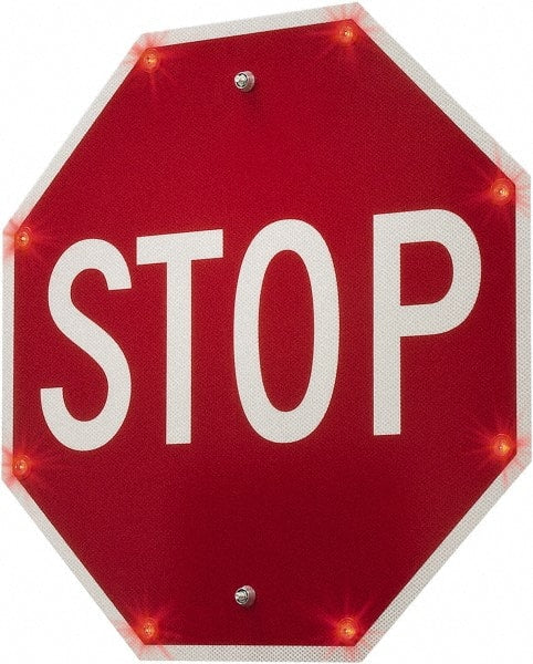 TAPCO - "Stop", 30" Wide x 30" High, Metal Stop & Yield Signs - White on Red, Diamond Grade Reflectivity, Octagon, Post Mount - Exact Tooling