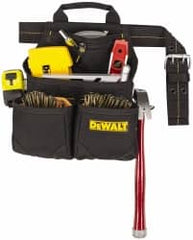 DeWALT - 29 to 46" Waist Nail & Tool Pouch - 6 Pocket, Black, Polyester - Exact Tooling