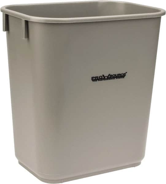PRO-SOURCE - 14 Qt Gray Rectangle Trash Can - Polyethylene, 12-1/4" High x 8-1/4" Long x 11-1/4" Wide - Exact Tooling
