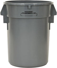 PRO-SOURCE - 32 Gal Round Trash Can - 31-3/4 Inch High, Gray, Polyethylene, Vented Rib Style, USDA Approved - Exact Tooling
