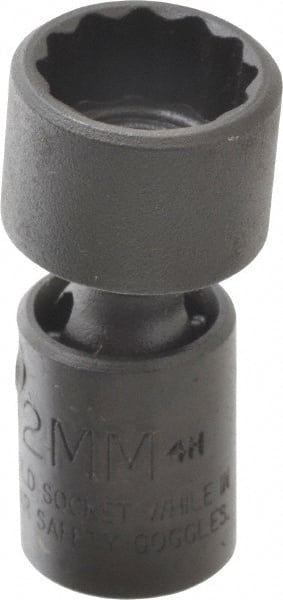 Proto - 1/4" Drive 12mm Standard Universal Impact Socket - 12 Points, 1-19/32" OAL - Exact Tooling