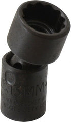 Proto - 1/4" Drive 13mm Standard Universal Impact Socket - 12 Points, 1-19/32" OAL - Exact Tooling