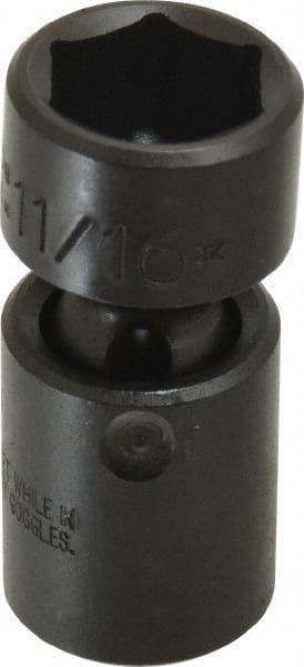 Proto - 3/8" Drive 11/16" Standard Universal Impact Socket - 6 Points, 2" OAL - Exact Tooling
