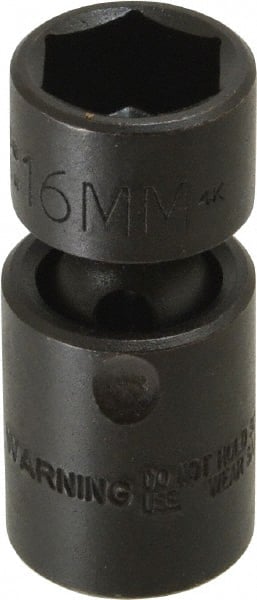 Proto - 3/8" Drive 16mm Standard Universal Impact Socket - 6 Points, 2-3/32" OAL - Exact Tooling