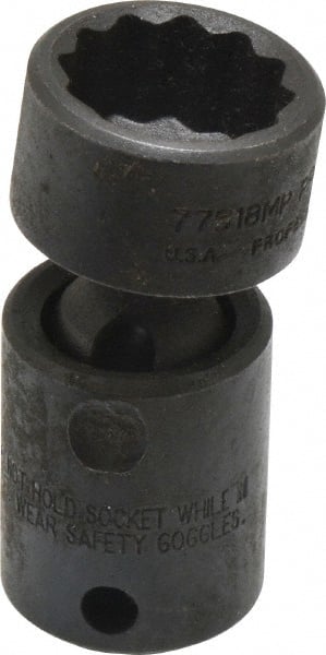 Proto - 3/8" Drive 18mm Deep Universal Impact Socket - 12 Points, 2-3/32" OAL - Exact Tooling