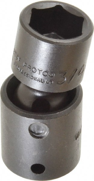 Proto - 1/2" Drive 3/4" Standard Universal Impact Socket - 6 Points, 2-19/32" OAL - Exact Tooling